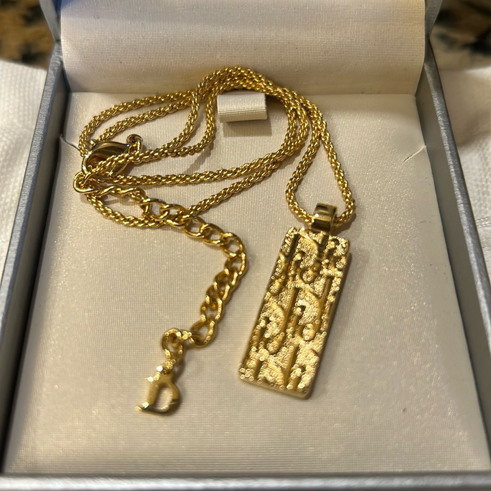Christian Dior 3-Bundle Trotter Rhinestone Gold Tone Necklace and Pouches